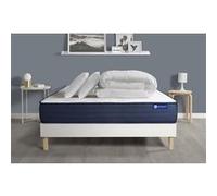 Pack Prêt A Dormir Matelas Actiflex Life 140x200 Ressorts Ensaches + Memoire De Forme + Sommier Kit Blanc +2oreillers+Couette