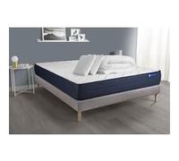 Pack Prêt A Dormir Matelas Actiflex Life 140x200 Ressorts Ensaches + Memoire De Forme + Sommier Kit Gris +2oreillers+Couette