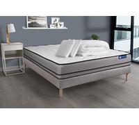 Pack ACTIFLEX NIGHT 160x200cm sommier kit gris - 20cm - Ressorts ensachs - Ferme - Sommier kit Gris - Avec couette et oreillers