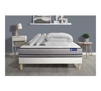 Pack Prêt A Dormir Matelas Actiflex Night 200x200 Ressorts Ensaches 3zones Confort + Sommier Kit Blanc + 2 Oreillers +Couette