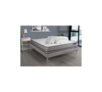 Pack Prêt A Dormir Matelas Actiflex Night 200x200 Ressorts Ensaches 3zones Confort + Sommier Kit Gris + 2 Oreillers +Couette