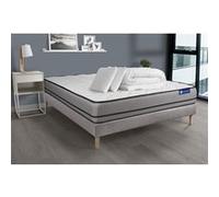 Pack prêt a dormir matelas ACTIFLEX NIGHT 200x200 RESSORTS ENSACHES 3zones confort + sommier KIT gris + 2 oreillers +couette