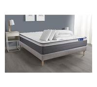 Pack Prêt A Dormir Matelas Actiflex Plus 140x190 Ressorts Ensaches+Memoire De Forme + Sommier Kit Gris + 2 Oreillers+Couette