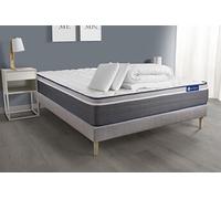 Pack Prêt A Dormir Matelas Actiflex Plus 180x200 Ressorts Ensaches+Memoire De Forme + Sommier Kit Gris + 2 Oreillers+Couette