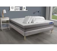 Pack prêt à dormir matelas ACTIFLEX RELAX Ressorts ensachés +mémoire de forme 140x190 + sommier KIT gris +2oreillers+couette
