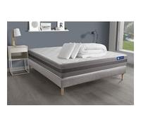 Pack prêt a dormir matelas ACTIFLEX RELAX Ressorts ensaches+memoire de forme 160x200 + sommier KIT gris + 2oreillers+couette