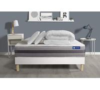 Pack prêt à Dormir Matelas ACTIFLEX Relax Ressorts ensachés+mémoire de Forme 180x200 + sommier KIT Blanc + 2oreillers+Couette - Epaisseur : 24 cm - Confort : Mi-Ferme