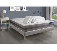 Pack Prêt A Dormir Matelas Actiflex Relax Ressorts Ensaches+Memoire De Forme 200x200 + Sommier Kit Gris + 2oreillers+Couette