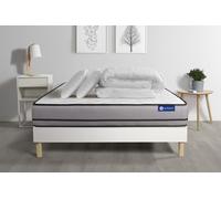 Pack Prêt A Dormir Matelas Actilatex 140x200cm A Mémoire De Forme + Latex + Sommier Kit Blanc + 2 Oreillers + Couette