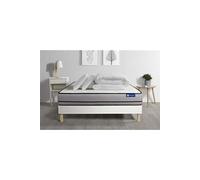 Pack Prêt A Dormir Matelas Actilatex 200x200cm A Mémoire De Forme + Latex + Sommier Kit Blanc + 2 Oreillers + Couette