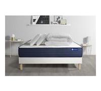 Pack prêt à dormir matelas ACTILATEX LIFE 160x200 cm Latex et Mémoire de forme + sommier KIT blanc + 2 oreillers + couette