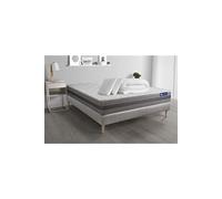 Ensemble matelas et sommier Actisom Pack prêt à dormir matelas ACTILATEX RELAX Latex et mémoire de forme 180x200 cm + sommier KIT gris + 2 oreillers + couette