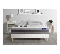 Pack Prêt A Dormir Matelas Actilatex Relax Latex Et Memoire De Forme 200x200 Cm + Sommier Kit Blanc + 2 Oreillers + Couette