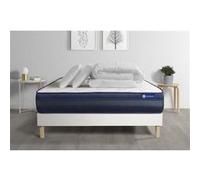 Pack Prêt A Dormir Matelas Actilatex Tech 140x200 Memoire De Forme Maxi Epaisseur + Sommier Kit Blanc + 2 Oreillers +Couette