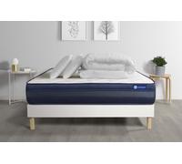 Pack Prêt A Dormir Matelas Actilatex Tech 180x200 Memoire De Forme Maxi Epaisseur + Sommier Kit Blanc + 2 Oreillers +Couette