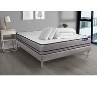 Pack Prêt A Dormir Matelas Actimemo 140x200cm A Mémoire De Forme 3zones De Confort + Sommier Kit Gris + 2 Oreillers +Couette