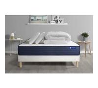 Pack prêt à dormir matelas ACTIMEMO LIFE 140x200 Mémoire de forme 5zones de confort + sommier KIT blanc + 2oreillers +couette G
