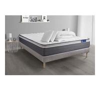 Pack Prêt A Dormir Matelas Actimemo Plus 140x190 Memoire De Forme 7zones Confort + Sommier Kit Gris + 2 Oreillers + Couette