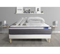 Pack prêt a dormir matelas ACTIMEMO PLUS 140x200 Memoire de forme 7zones confort + sommier KIT blanc + 2 oreillers + couette