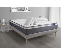 Pack prêt à dormir matelas ACTIMEMO PLUS 140x200 Mémoire de forme 7zones confort + sommier KIT gris + 2 oreillers + couette G