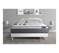 Pack prêt a dormir matelas ACTIMEMO PLUS 160x200 Memoire de forme 7zones confort + sommier KIT blanc + 2 oreillers + couette