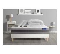 Pack Prêt A Dormir Matelas Actimemo Relax Memoire De Forme 140x190 Cm Maxi Epaisseur + Sommier Kit Blanc + 2oreillers+Couette