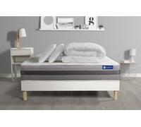 Pack prêt à dormir matelas ACTIMEMO RELAX mémoire de forme 140x190 cm Maxi épaisseur + sommier KIT blanc + 2oreillers+couette G