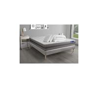 Pack prêt a dormir matelas ACTIMEMO RELAX memoire de forme 140x200 cm Maxi epaisseur + sommier KIT gris + 2oreillers+couette