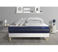 Pack Prêt A Dormir Matelas Actimemo Tech 200x200 Memoire De Forme 5zones De Confort + Sommier Kit Blanc + 2oreillers +Couette