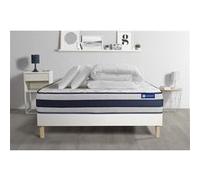 Pack Prêt A Dormir Matelas Latex Et Memoire De Forme Actilatex Ergo 180x200 Cm + Sommier Kit Blanc + 2 Oreillers + Couette