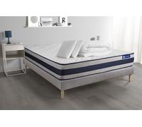 Ensemble matelas et sommier Actisom Pack prêt à dormir matelas Latex et Mémoire de forme ACTILATEX ERGO 200x200 cm + sommier KIT gris + 2 oreillers + couette