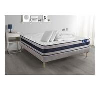 Ensemble matelas et sommier Actisom Pack prêt à dormir matelas Latex et Mémoire de forme ACTILATEX ERGO 200x200 cm + sommier KIT gris + 2 oreillers + couette