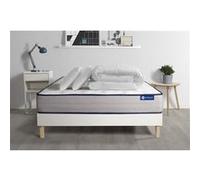 Pack Prêt A Dormir Matelas Latex Et Memoire De Forme Actilatex Form 200x200 Cm + Sommier Kit Blanc + 2 Oreillers + Couette