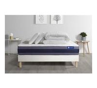 Ensemble matelas et sommier Actisom Pack prêt à dormir matelas Latex + Mémoire de forme ACTILATEX MORPHO 140x190 cm + sommier KIT blanc + 2 oreillers + couette