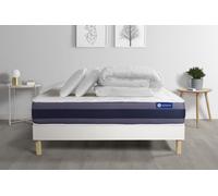 Pack prêt à dormir matelas Latex + Mémoire de forme ACTILATEX MORPHO 160x200 cm + sommier KIT blanc + 2 oreillers + couette