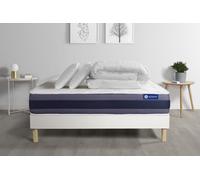 Pack Prêt A Dormir Matelas Latex + Memoire De Forme Actilatex Morpho 160x200 Cm + Sommier Kit Blanc + 2 Oreillers + Couette