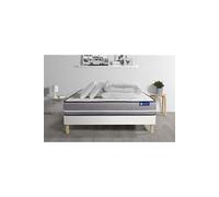 Pack Prêt A Dormir Matelas Latex + Memoire De Forme Actilatex Pur 140x190cm + Sommier Kit Blanc + 2 Oreillers + Couette