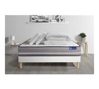 Pack prêt à dormir matelas Latex + mémoire de forme ACTILATEX PUR 140x200cm + sommier KIT blanc + 2 oreillers + couette
