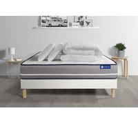 Pack prêt à dormir matelas Latex + mémoire de forme ACTILATEX PUR 140x200cm + sommier KIT blanc + 2 oreillers + couette