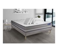 Pack Prêt A Dormir Matelas Latex + Memoire De Forme Actilatex Pur 160x200cm + Sommier Kit Gris + 2 Oreillers + Couette