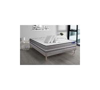 Pack Prêt A Dormir Matelas Latex + Memoire De Forme Actilatex Pur 180x200cm + Sommier Kit Gris + 2 Oreillers + Couette