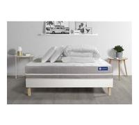 Pack Prêt A Dormir Matelas Latex + Memoire De Forme Actilatex Touch 140x200 Cm + Sommier Kit Blanc + 2 Oreillers + Couette