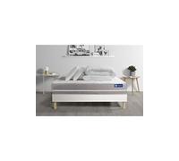 Pack prêt à dormir matelas Latex + mémoire de forme ACTILATEX TOUCH 200x200 cm + sommier KIT blanc + 2 oreillers + couette