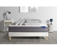 Pack prêt à dormir matelas Latex + Mémoire de forme ACTILATEX ZEN 200x200 cm + sommier KIT blanc + 2 oreillers + couette