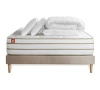Pack prêt à dormir matelas LE DOUILLET 140x200cm Mémoire de forme BioVisco + sommier Beige + 2 oreillers + couette G