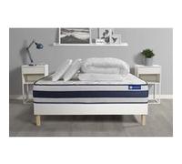 Pack Prêt A Dormir Matelas Memoire De Forme Actimemo Ergo 160x200 Cm Maxi Epaisseur + Sommier Kit Blanc + 2oreillers +Couette
