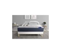 Pack prêt à Dormir Matelas Mémoire de Forme ACTIMEMO Max 140x200 cm Maxi épaisseur + sommier KIT Blanc + 2 oreillers +Couette - Epaisseur : 26 cm - Confort : Ferme