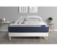 Pack Prêt A Dormir Matelas Memoire De Forme Actimemo Max 160x200 Cm Maxi Epaisseur + Sommier Kit Blanc + 2 Oreillers +Couette