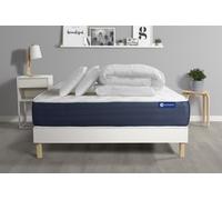 Pack Prêt A Dormir Matelas Memoire De Forme Actimemo Sleep 180x200 5zones Confort + Sommier Kit Blanc + 2 Oreillers + Couette