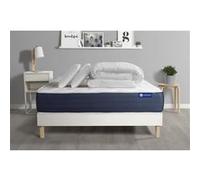 Pack Prêt A Dormir Matelas Memoire De Forme Actimemo Sleep 200x200 5zones Confort + Sommier Kit Blanc + 2 Oreillers + Couette